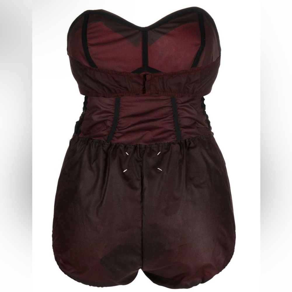 Maison Margiela Burgundy Waxed One Piece Strapless Bodysuit - Picture 4 of 14